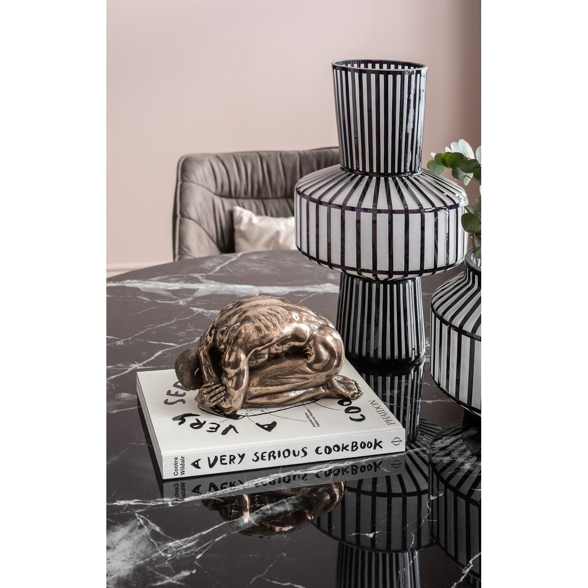 Vase en verre, ROULETTE noir et blanc, KARE DESIGN