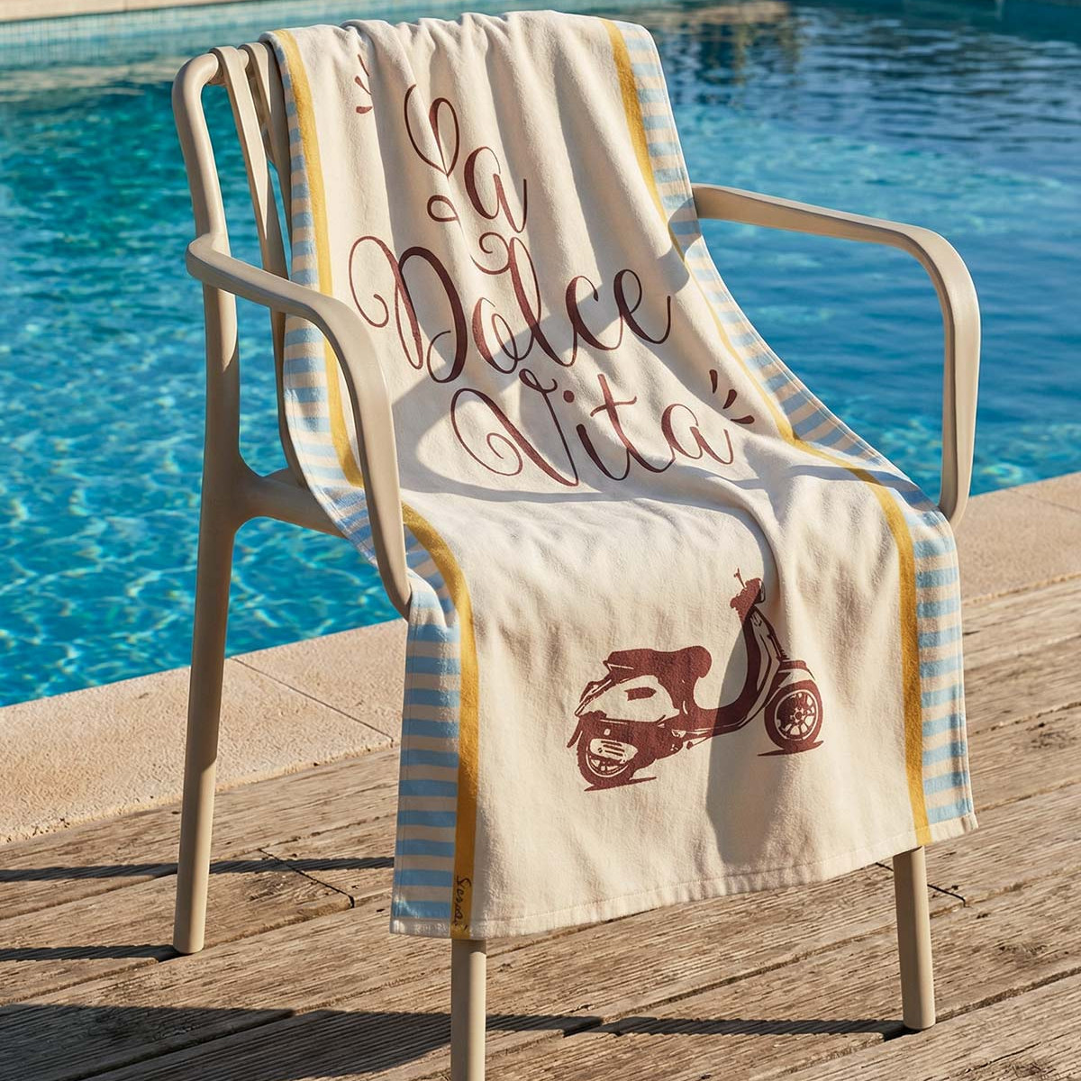 Serviette de plage velours 100x180 cm DOLCE VITA terre brulée, SENSEI MAISON