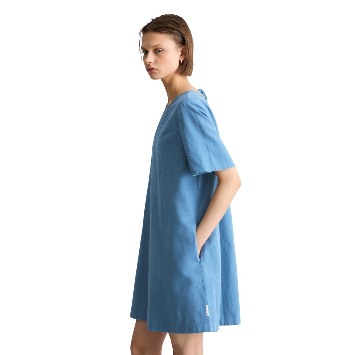 Robe relaxed en mélange de lin et de coton bleu, MARC O’POLO DENIM