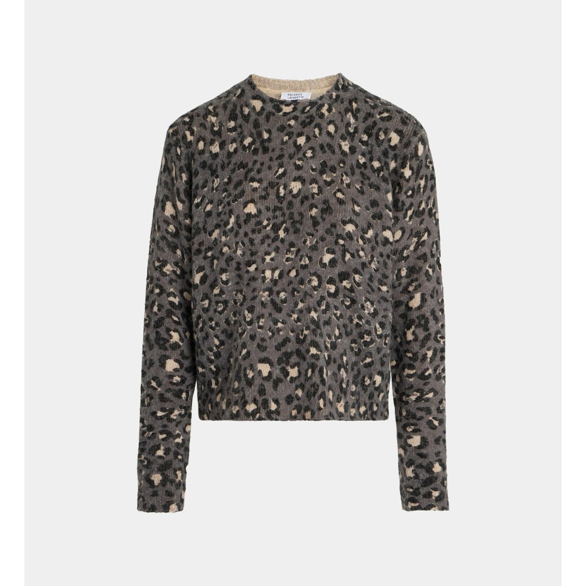 Pull droit rivage léopard noir, GALERIES LAFAYETTE