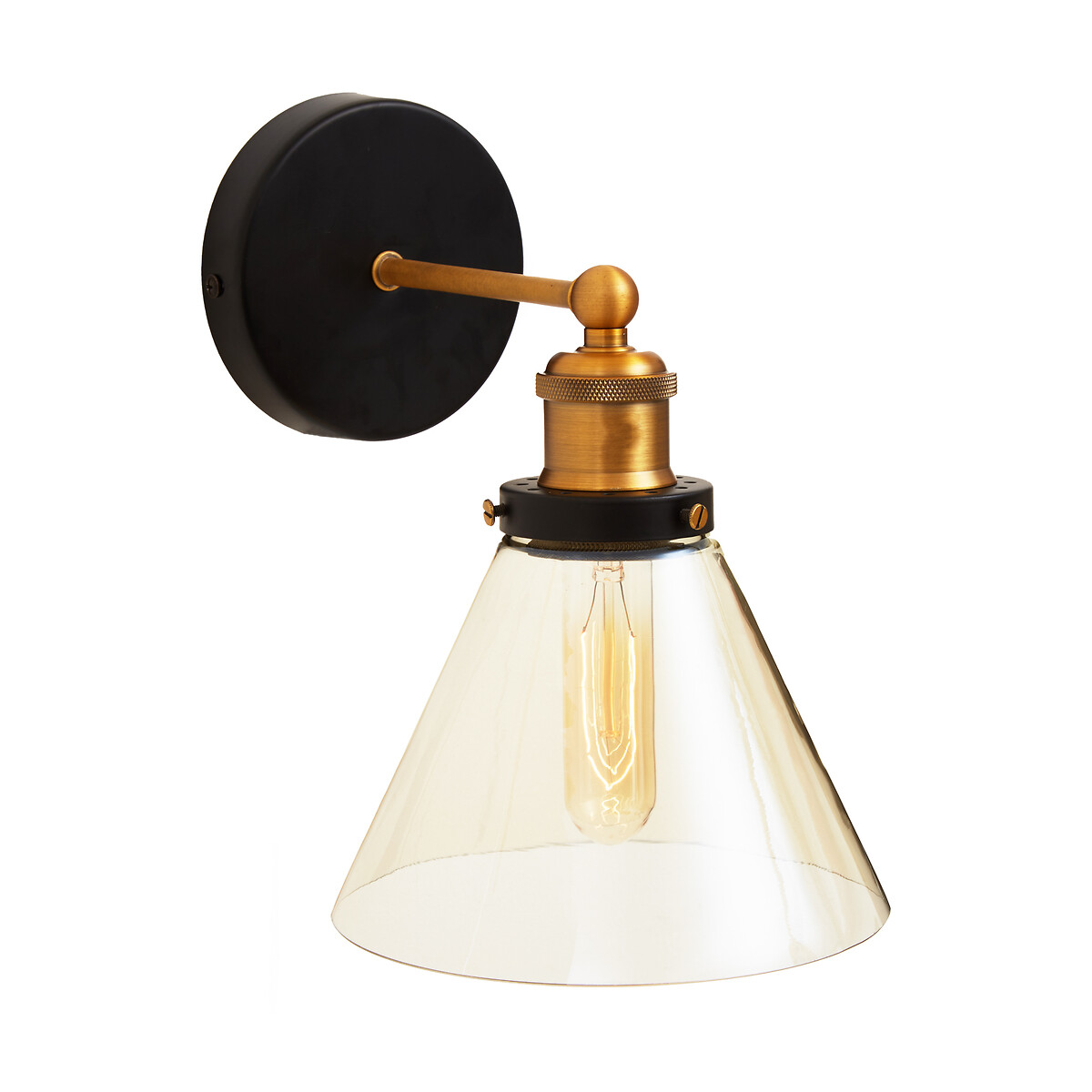 Trinny Wall Light with Glass Shade in Matte Black black, FIFTY FIVE SOUTH