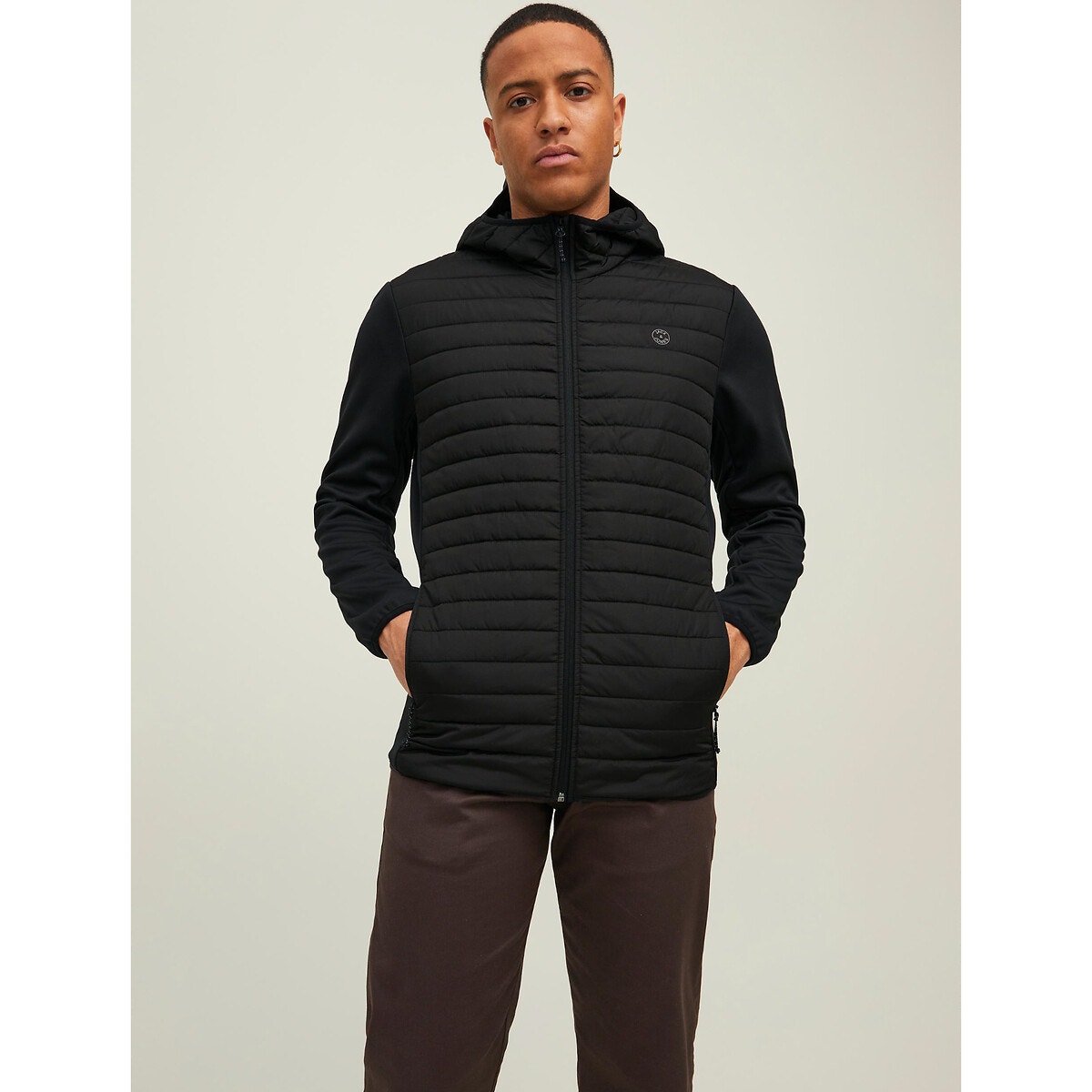 Veste bi-matière matelassée Multi Quilted noir, JACK & JONES