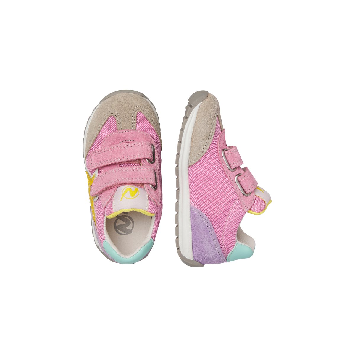 Sneakers en cuir et tissu CRUMI VL. rose-beige, NATURINO