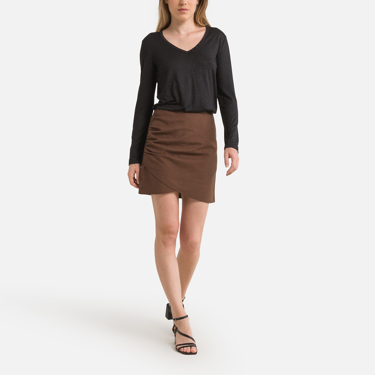 T-shirt encolure V, manches longues, logo au dos noir, FREEMAN T. PORTER