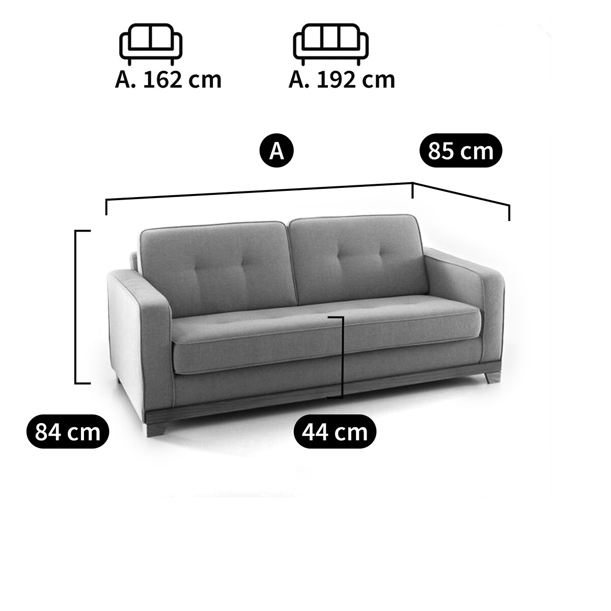 Canapé convertible polyester, 2 ou 3 places, Ajis gris anthracite, SO'HOME