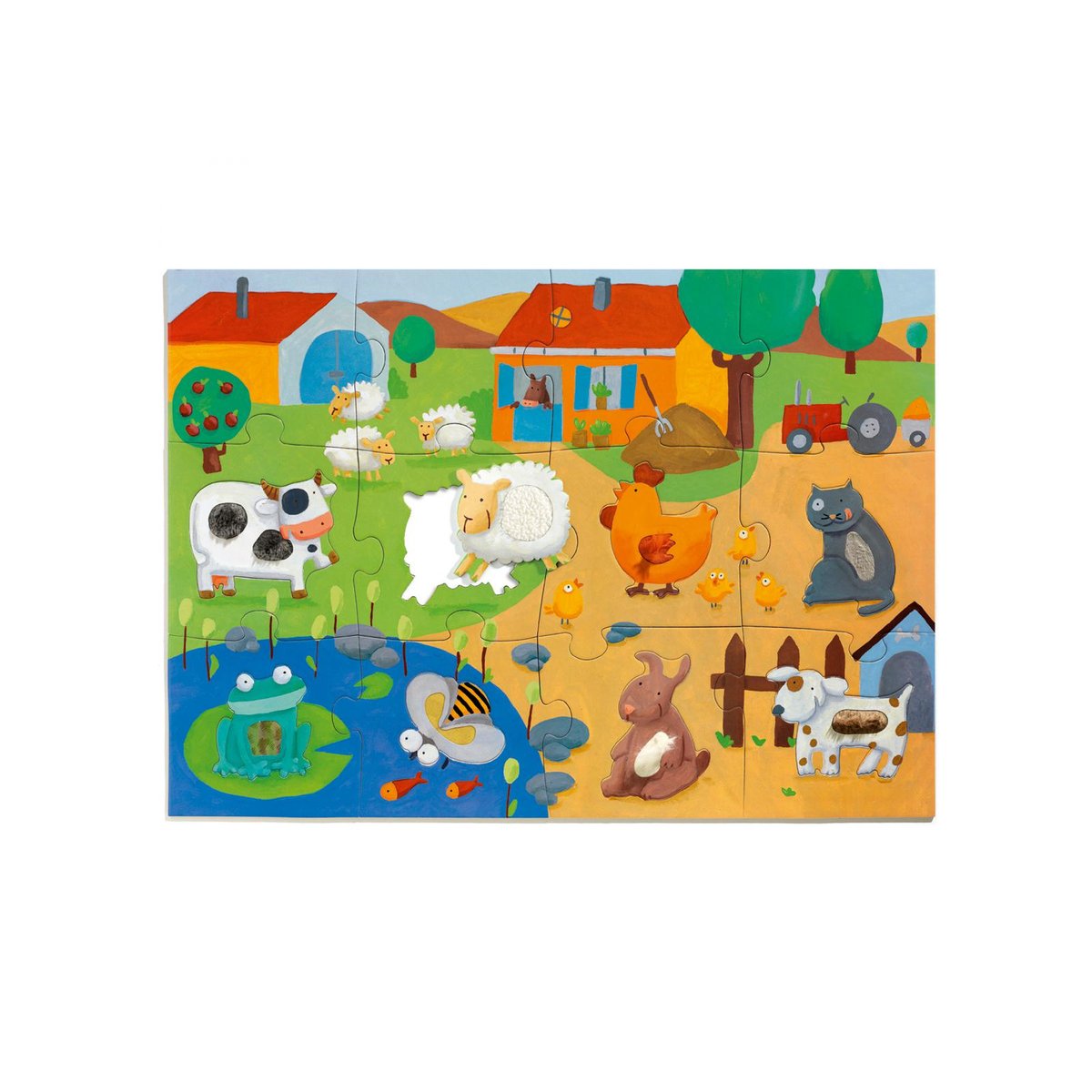 Puzzles géants - Tactilo Ferme multicolore, DJECO