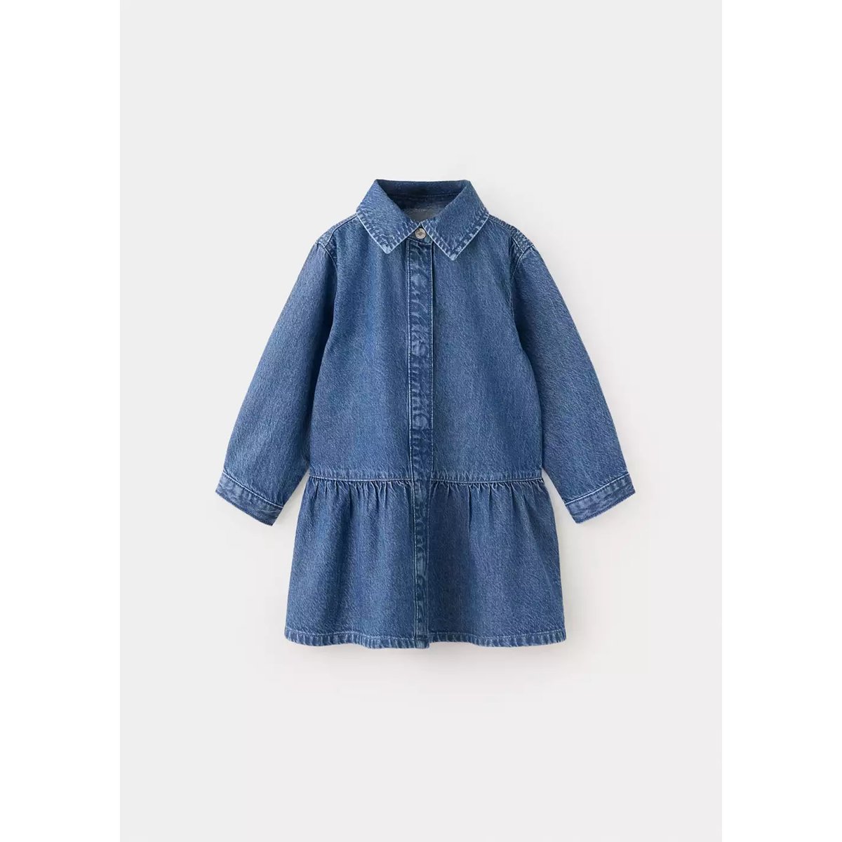 Robe en jean froncée bleu moyen, MANGO BABY