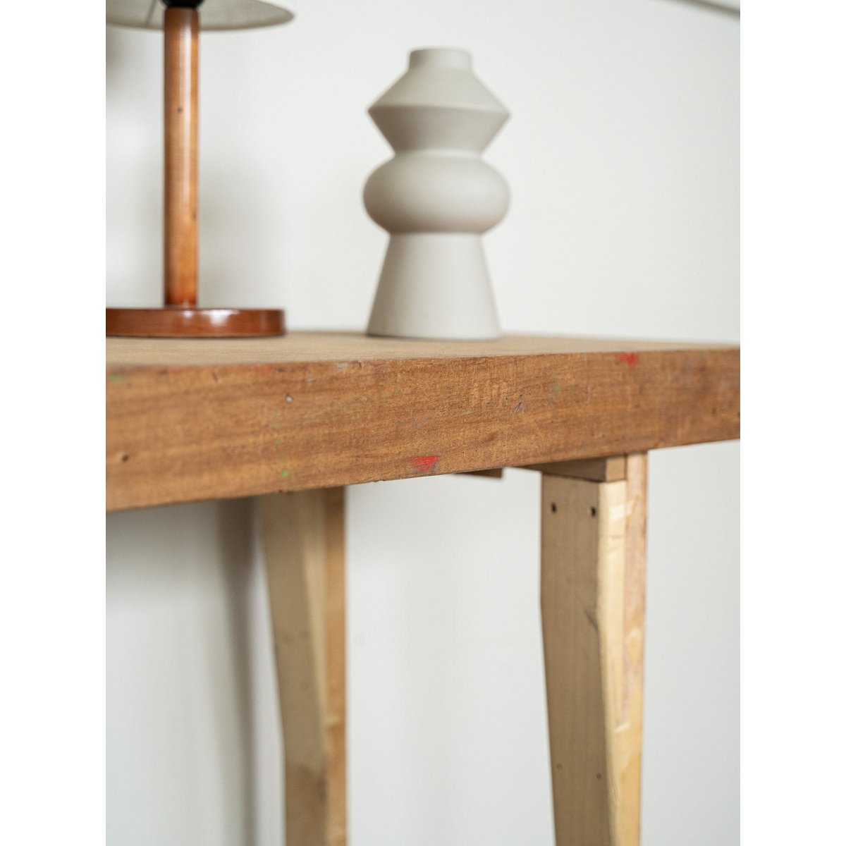 Longue console en bois de campagne Francine N°1582 - Bon état bois clair, DEBONGOUT