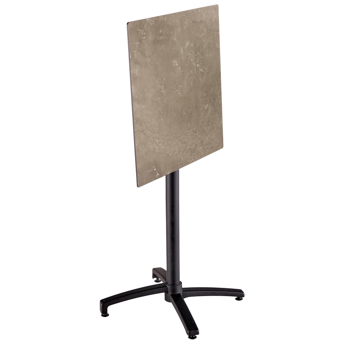 Table haute en HPL inclinable et 2 chaises hautes en métal, OPERA taupe, OVIALA