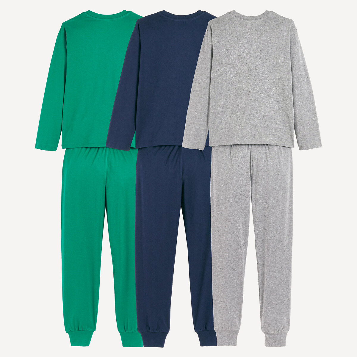 Pack of 3 dinosaur print cotton pyjamas navy+grey+green, LA REDOUTE COLLECTIONS