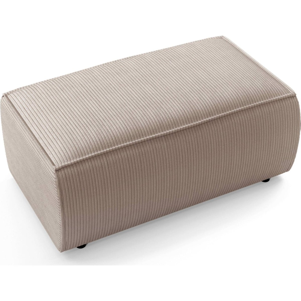 Pouf rectangulaire velours côtelé FARESE marron camel côtelé poso, RECOLLECTION