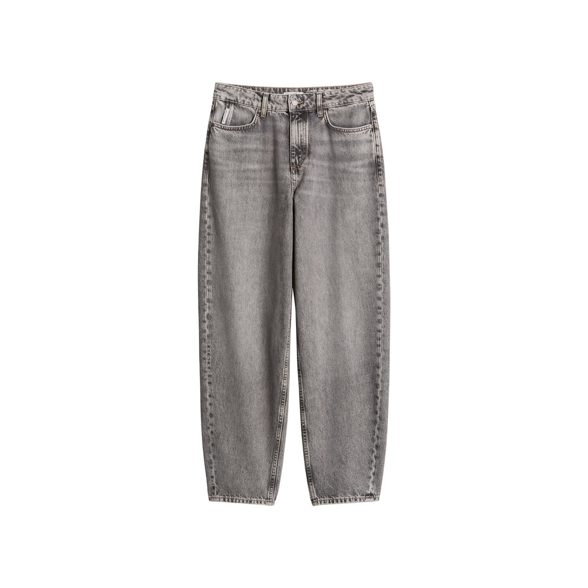 Jeans modèle Stine, coupe  barrel  et longueur raccourcie en pur coton gris, MARC O’POLO DENIM