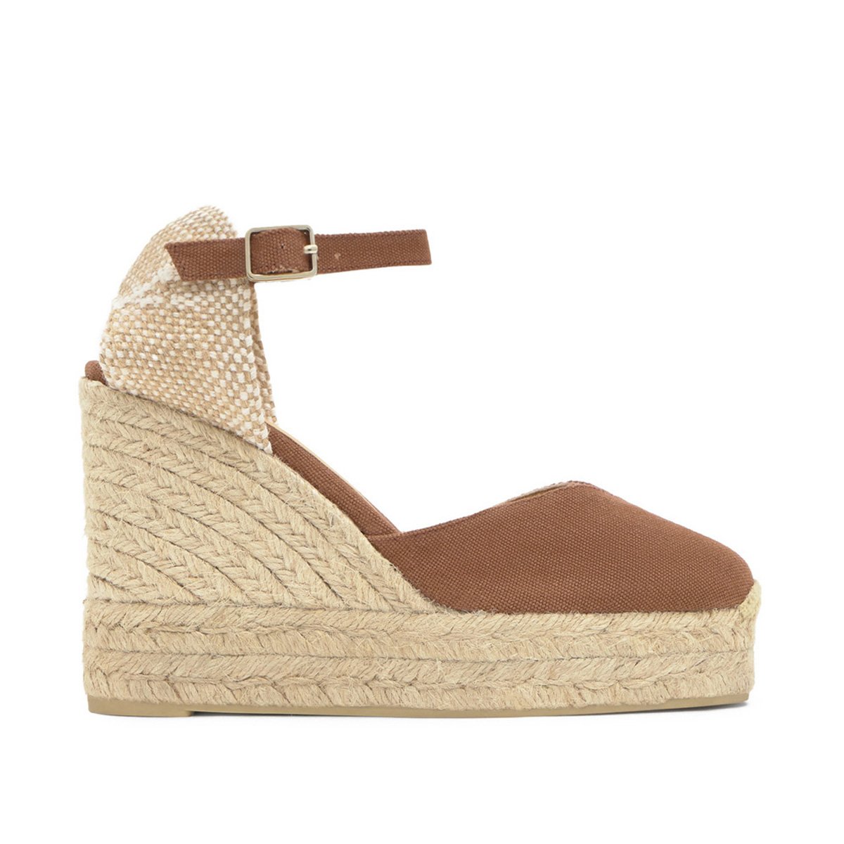 Espadrilles compensées à plateforme tressée CHIARITA EXTRA PLATFORM marron, CASTANER