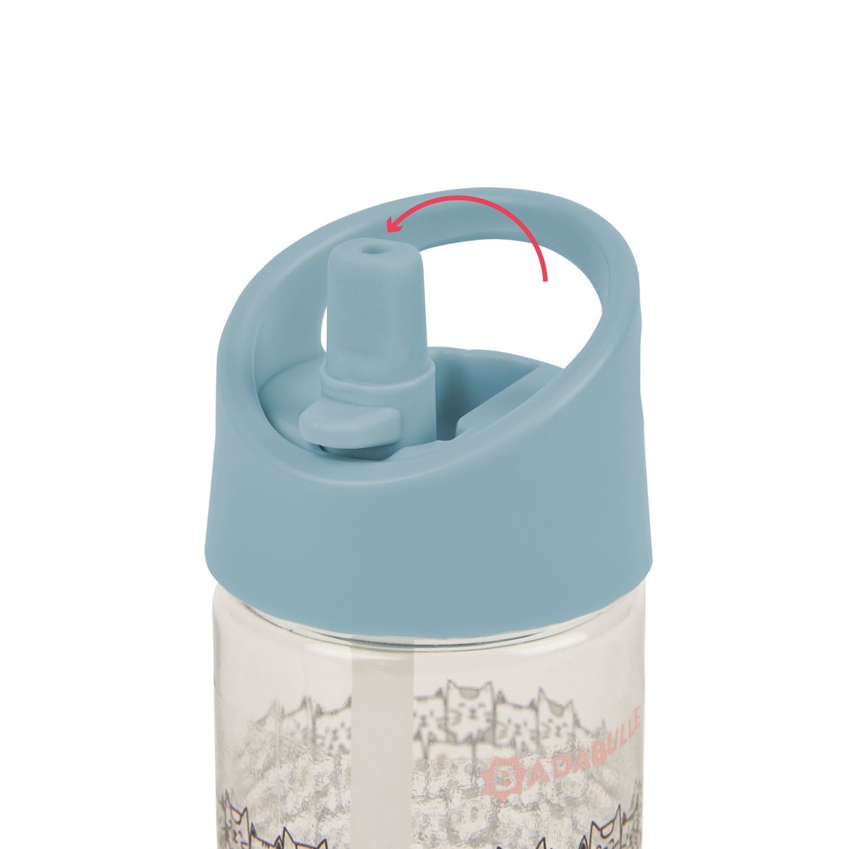 Gourde enfant à paille anti-fuite transparent, BADABULLE