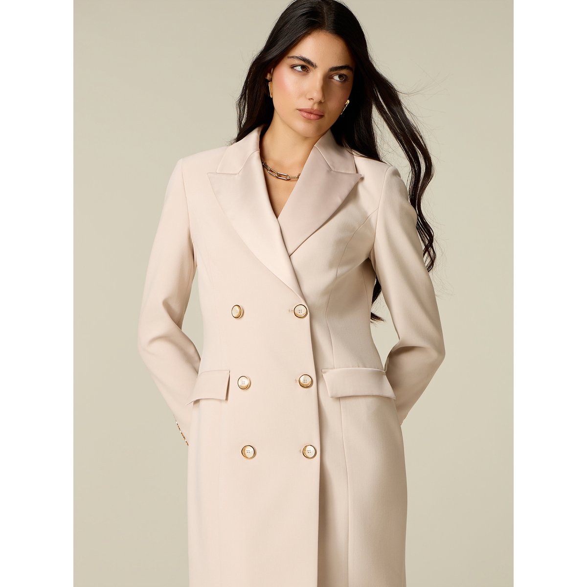 Robe-manteau croisée beige, OLTRE