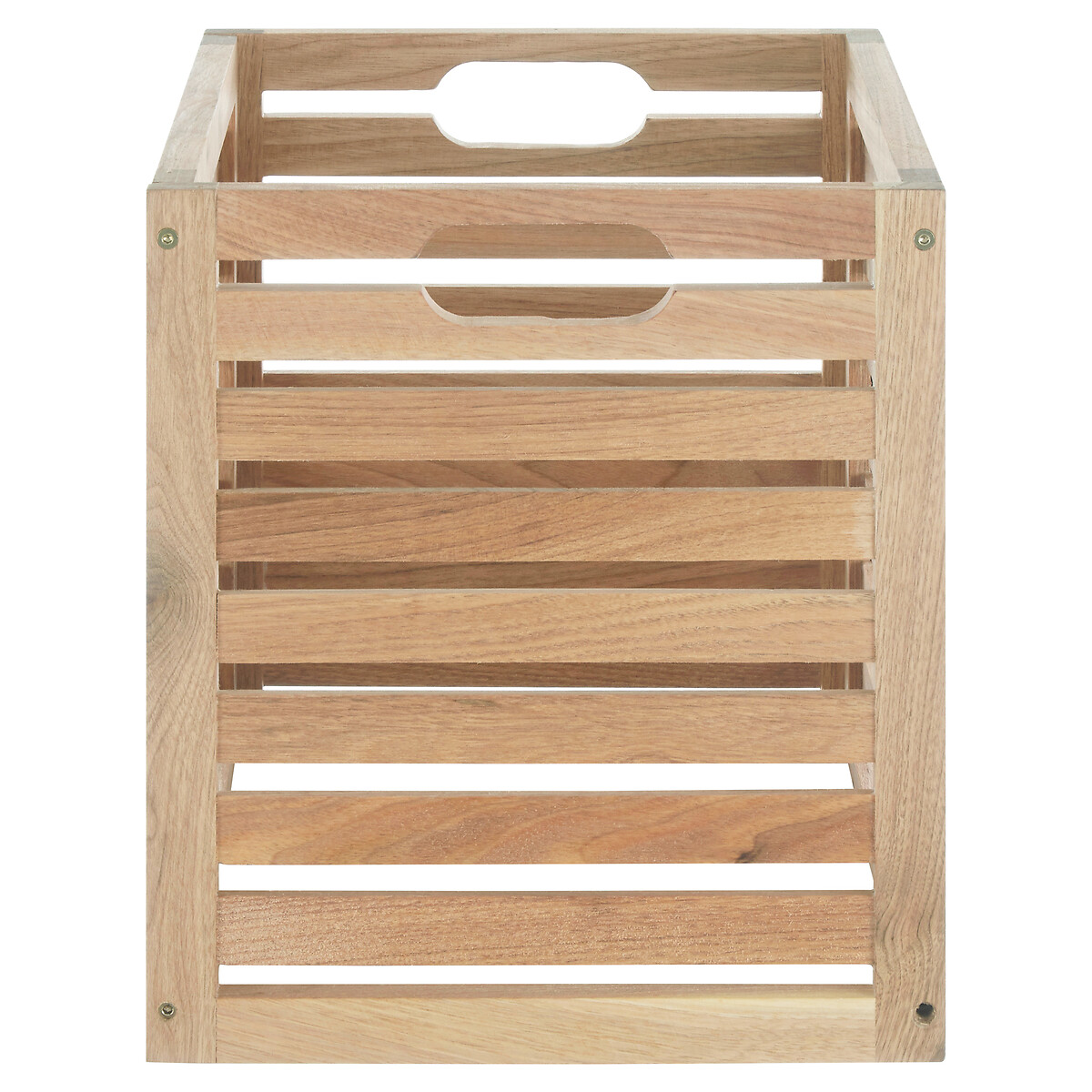 Slatted Storage Box in Walnut Wood brown , SO'HOME