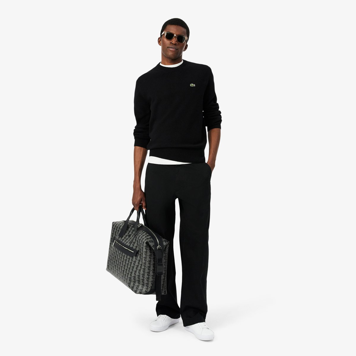Pull en laine col rond noir-031, LACOSTE