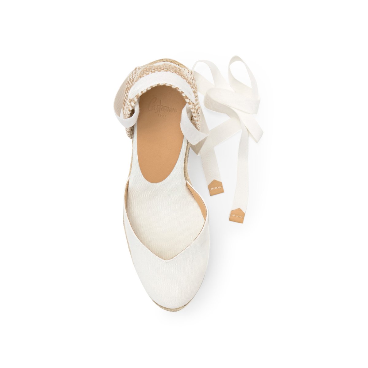 Espadrilles compensées en jute tressée à découpe en V CHIARA EXTRA PLATFORM blanc, CASTANER