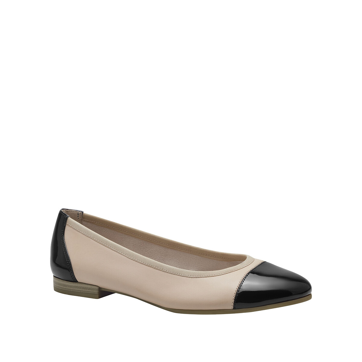 Ballerines en cuir nude/noir, TAMARIS