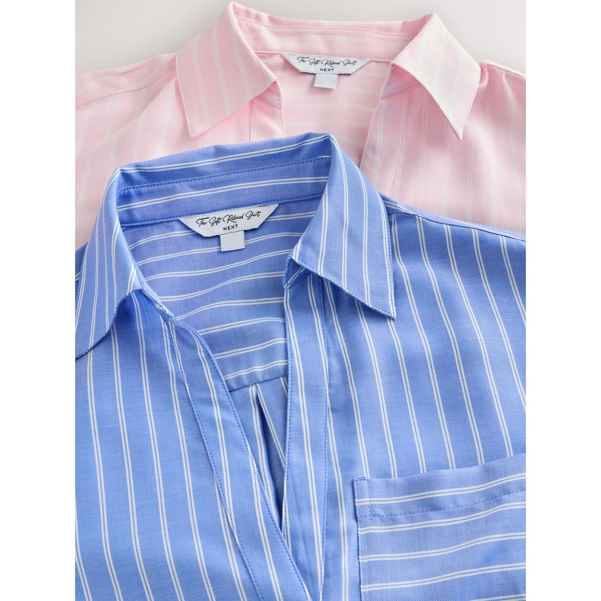 Chemise douce et décontractée col v, lot de 2 rayure bleu/encre, NEXT