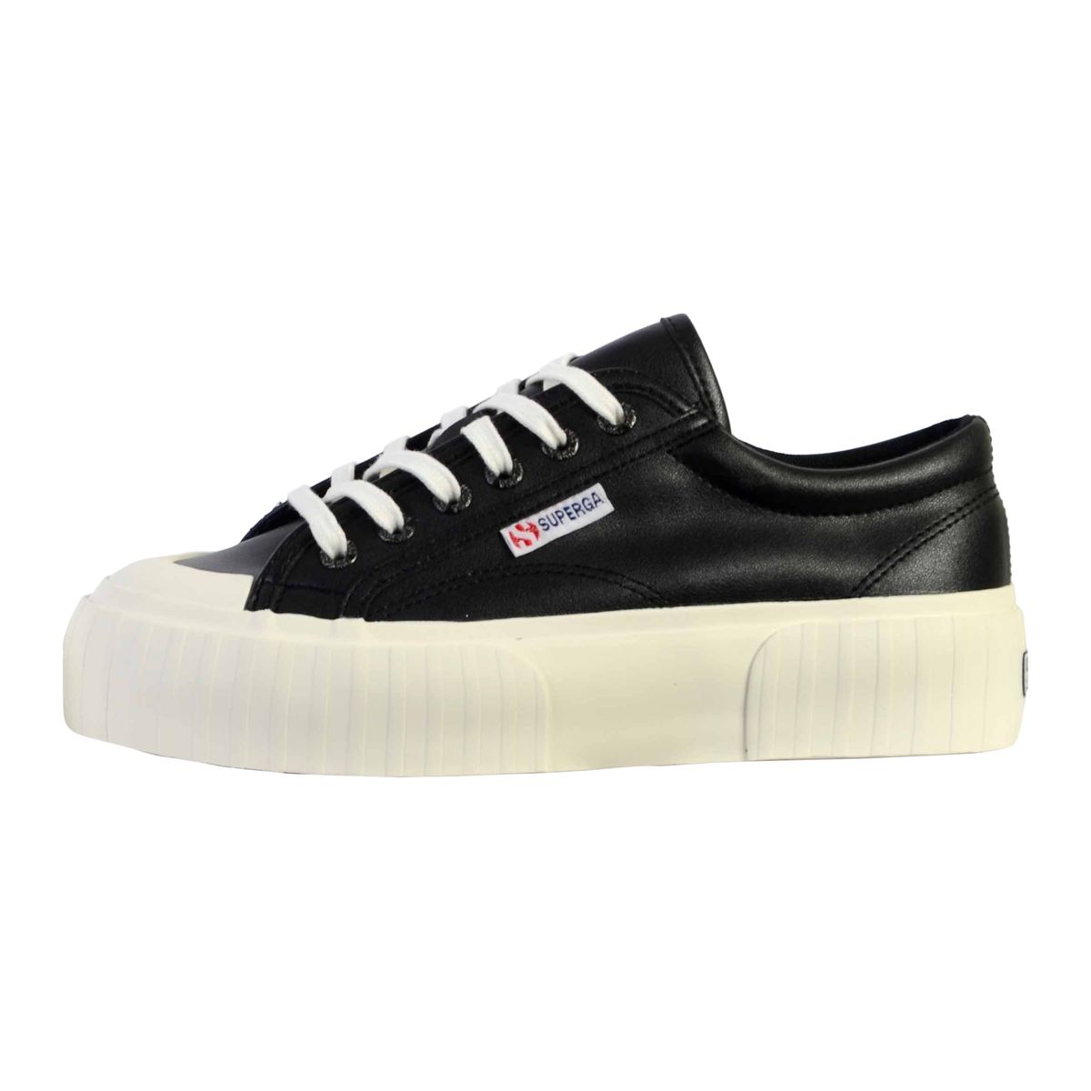 Basket à Lacet Superga Stripe Webbing noir-blanc, SUPERGA