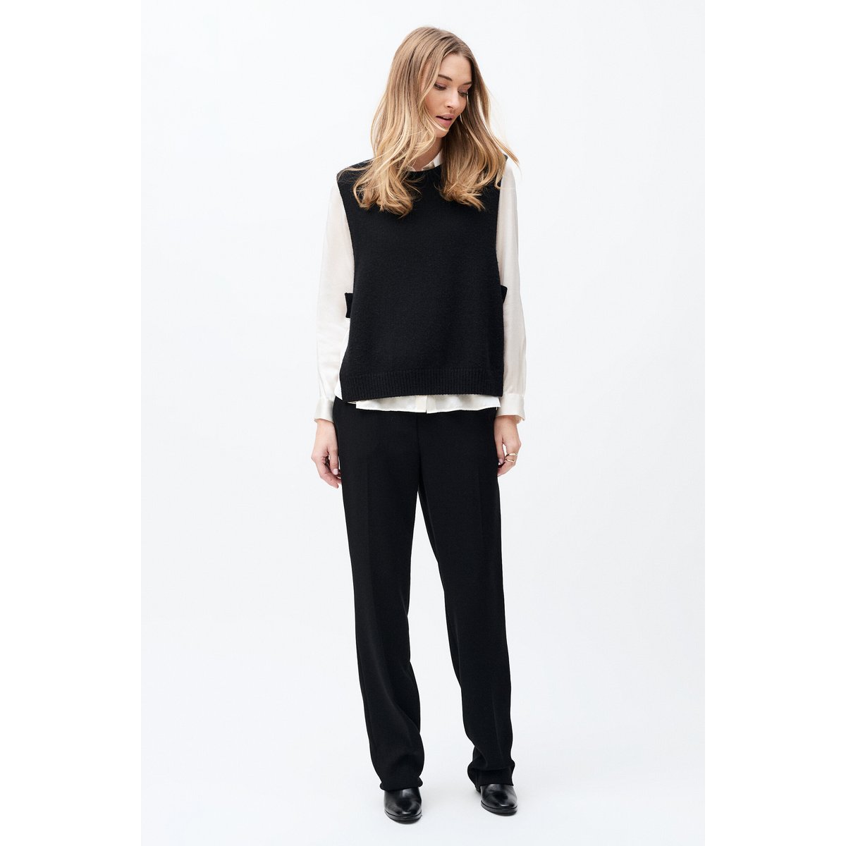 Poncho col rond en laine HEVY noir, CAROLL