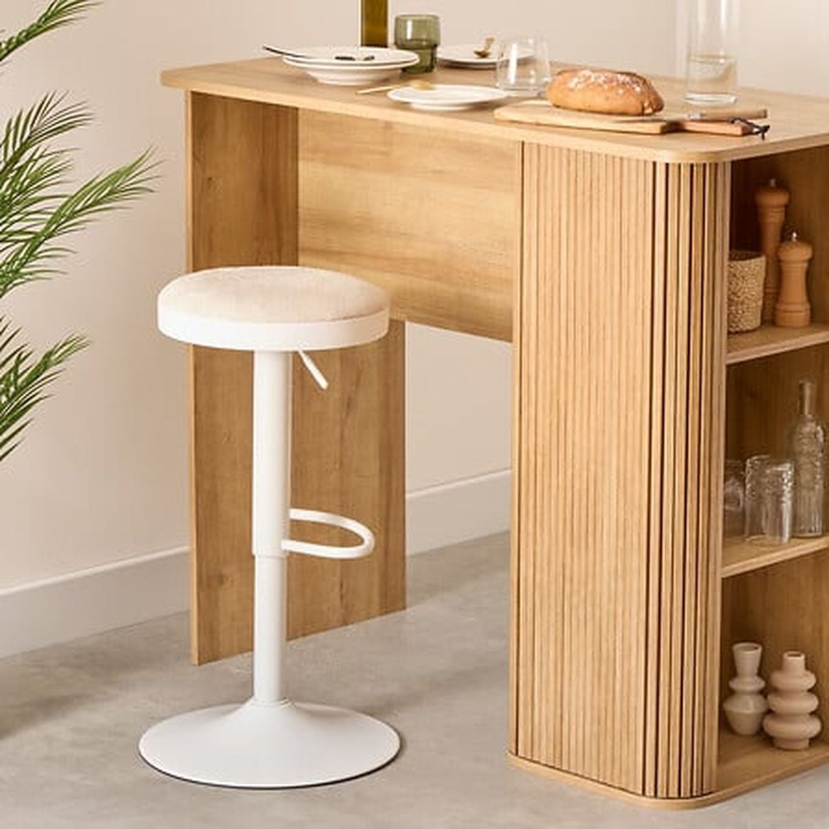 Lot de 2 tabourets de bar en métal ILSA ivoire, TOILINUX