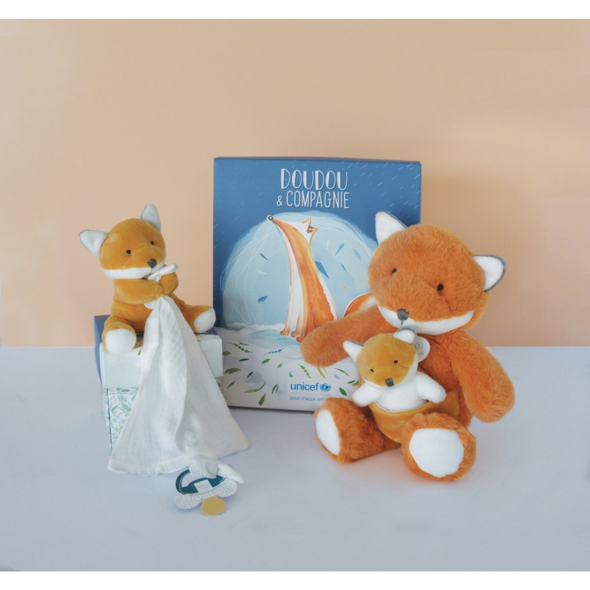 Peluche Pantin Bébé Et Moi Unicef Renard orange, DOUDOU ET COMPAGNIE