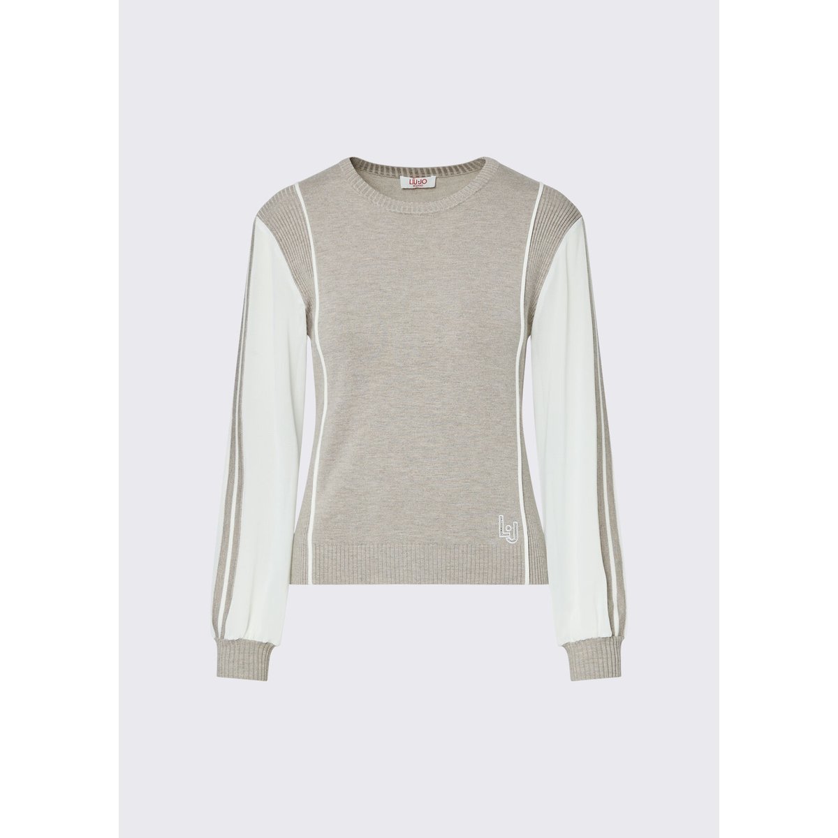 Pull avec Insert en Georgette beige, LIU JO