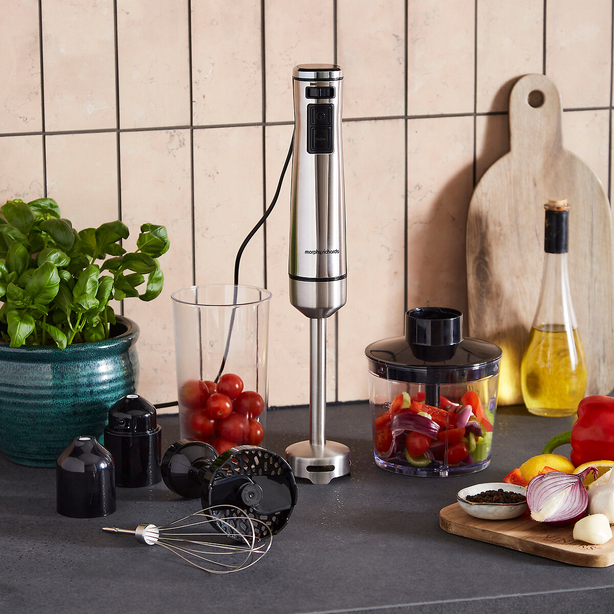 Hand Blender Set with Masher silver-coloured, MORPHY RICHARDS
