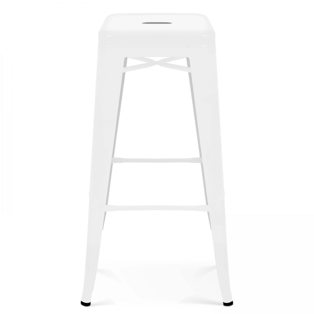 Lot de 4 tabourets de bar en métal mat, INDUS blanc, OVIALA