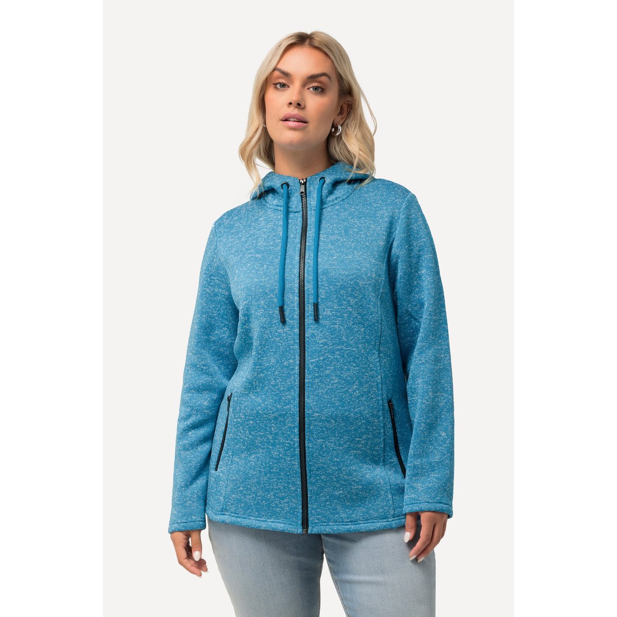 Veste en maille polaire, capuche aqua, ULLA POPKEN