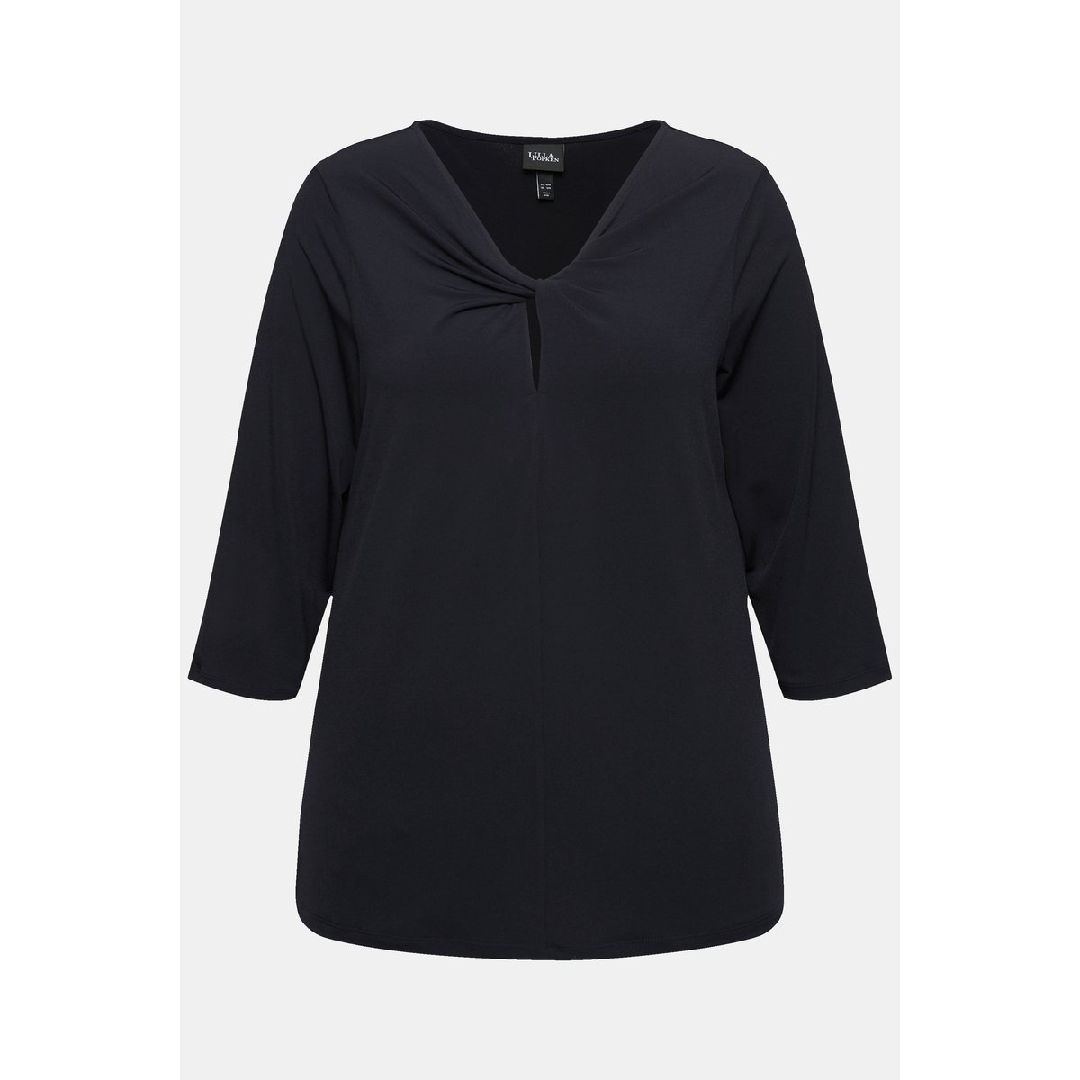 T-shirt avec décolleté drapé et manches 3/4. marine, ULLA POPKEN