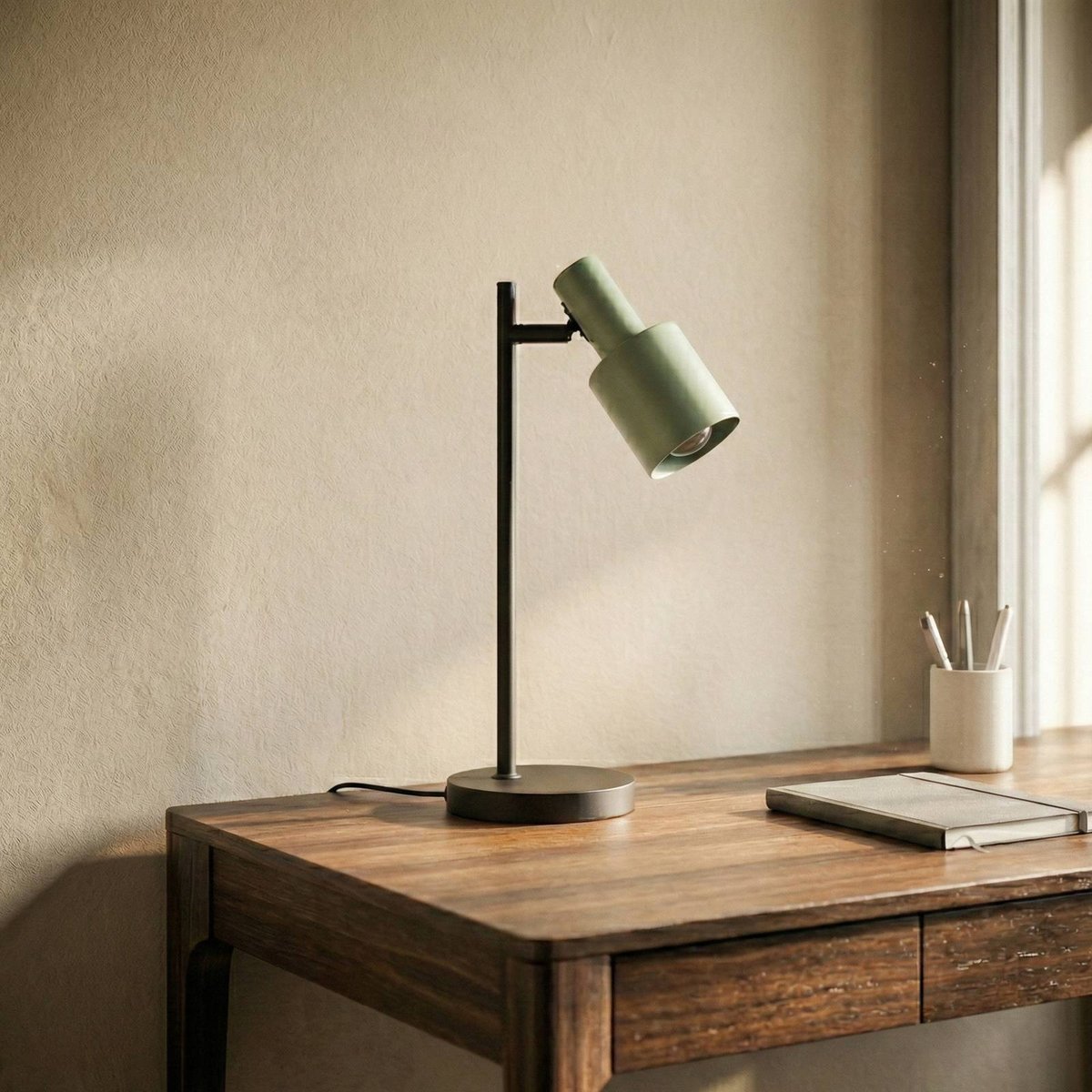 Lampe à poser en métal moderne, Ovelia vert, noir, LINDBY