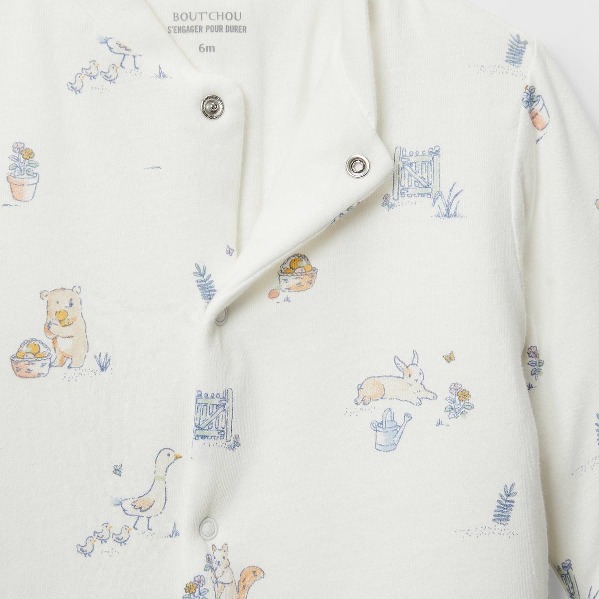 Surpyjama en molleton imprimé en coton BIO GOTS ecru, BOUT'CHOU