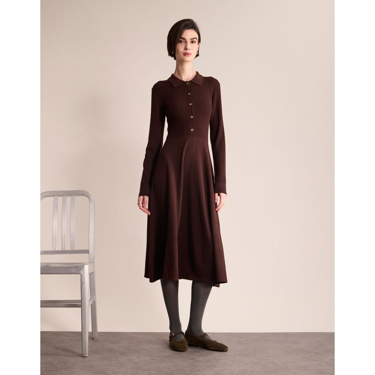 Robe Amy marron, INES DE LA FRESSANGE PARIS