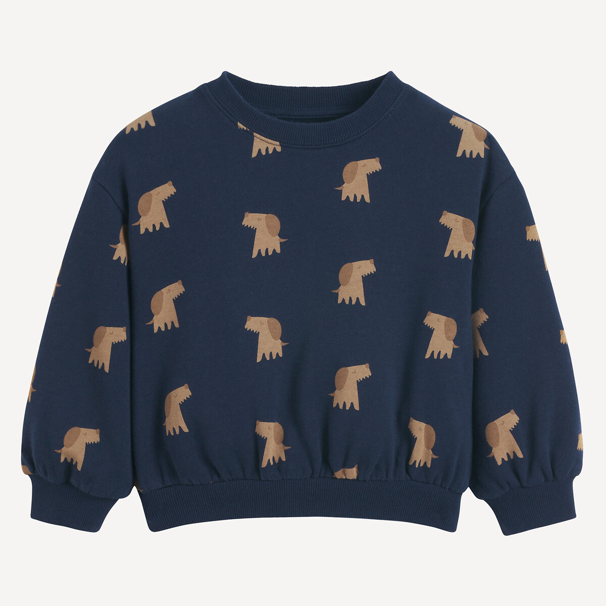 Dog Print Sweatshirt with Crew Neck navy blue, LA REDOUTE COLLECTIONS