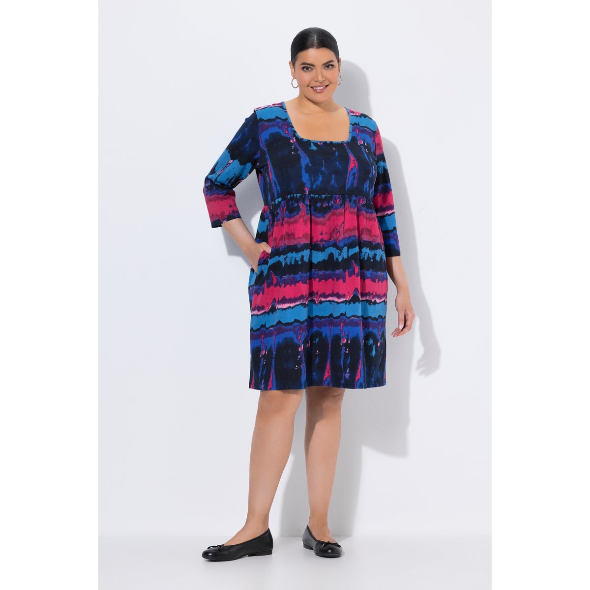 Robe en jersey motif batik bleu encre, ULLA POPKEN