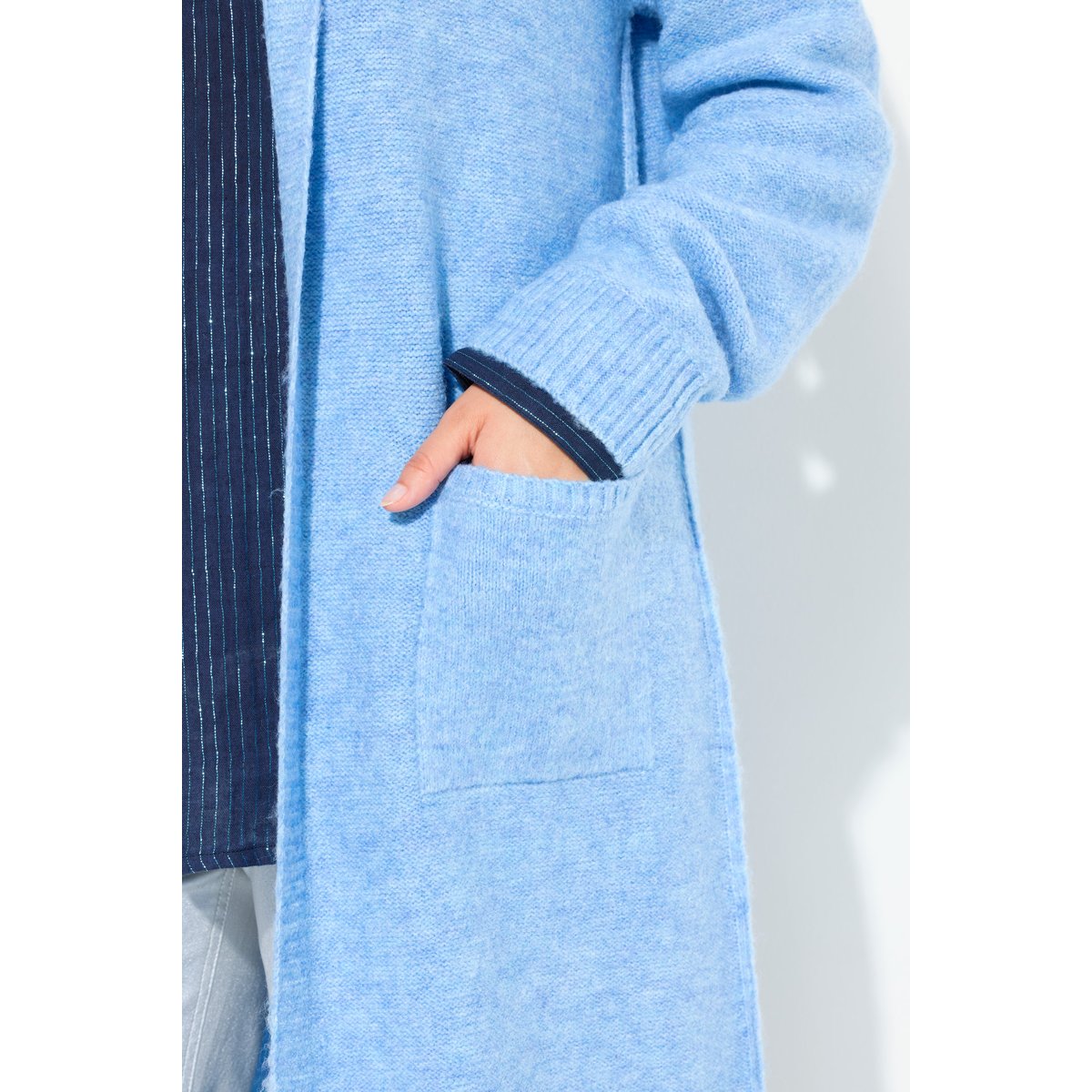 Cardigan long à capuche, coupe ouverte essence pastell, ULLA POPKEN