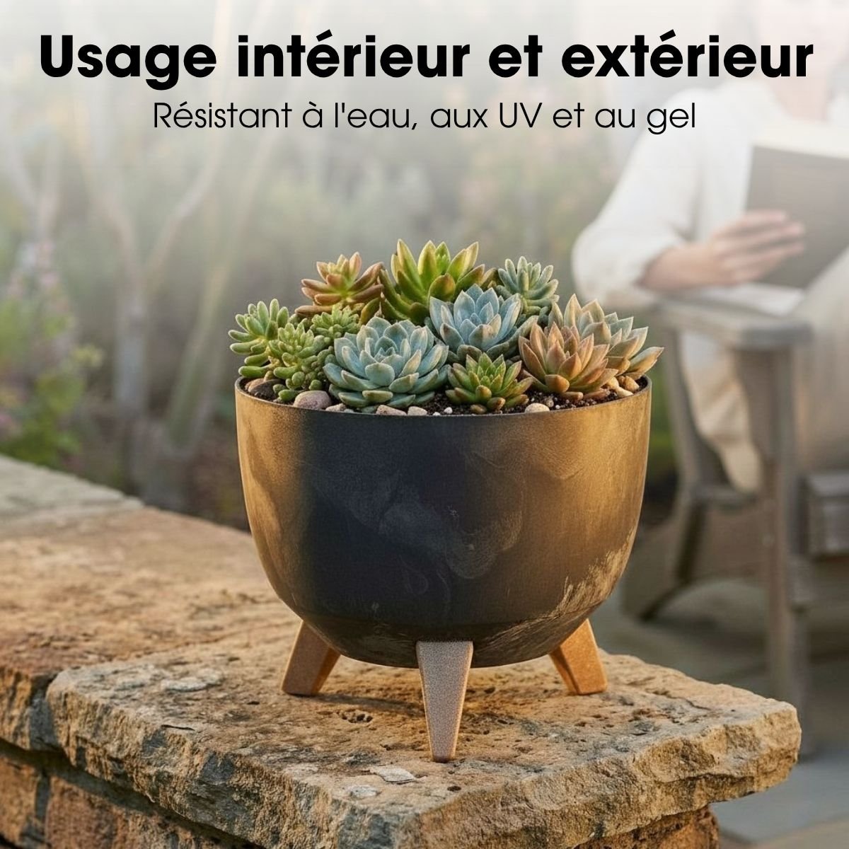 Bac à plantes DOPPIO noir, MICA DECORATIONS