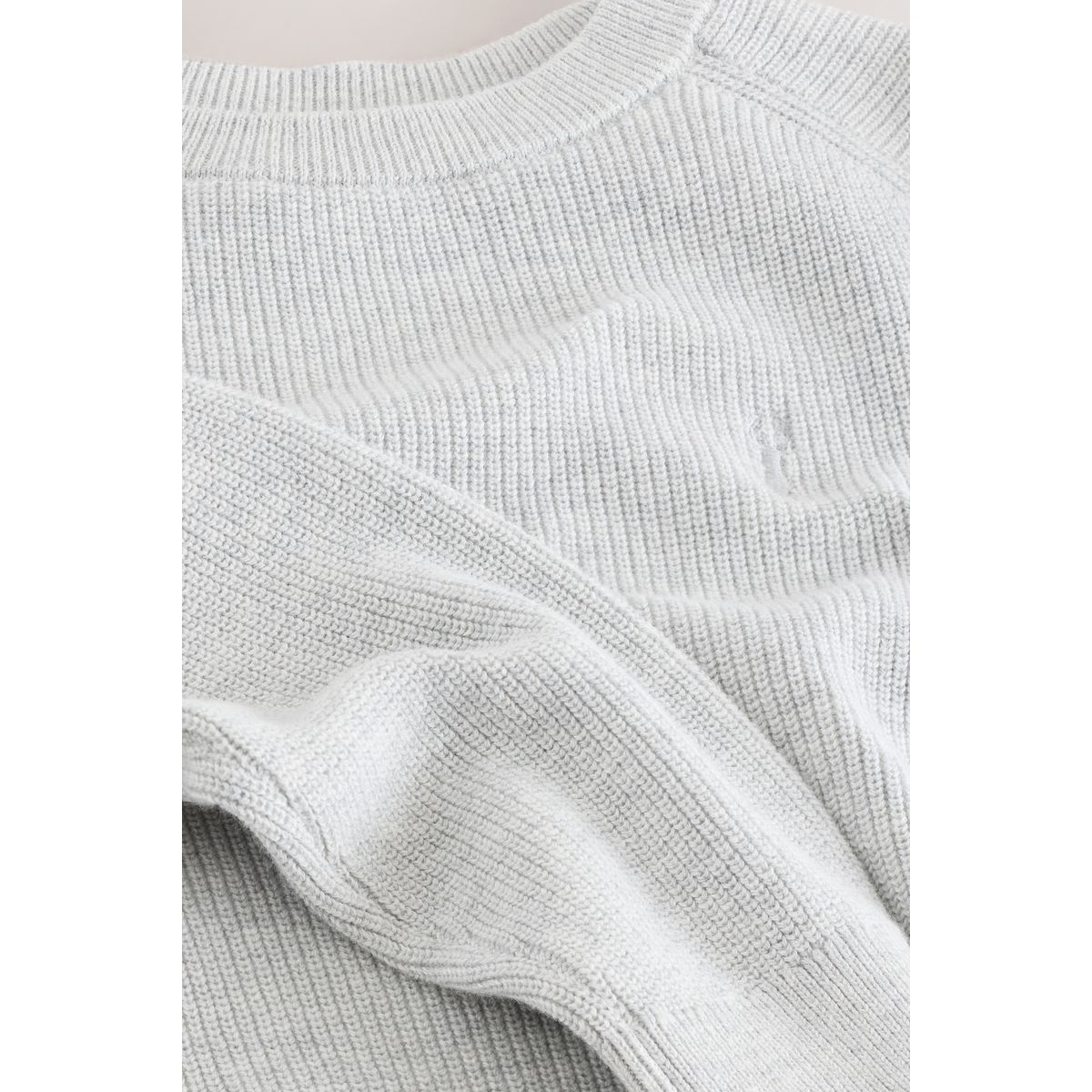 Pull ras du cou junior en maille de coton gris, NEXT