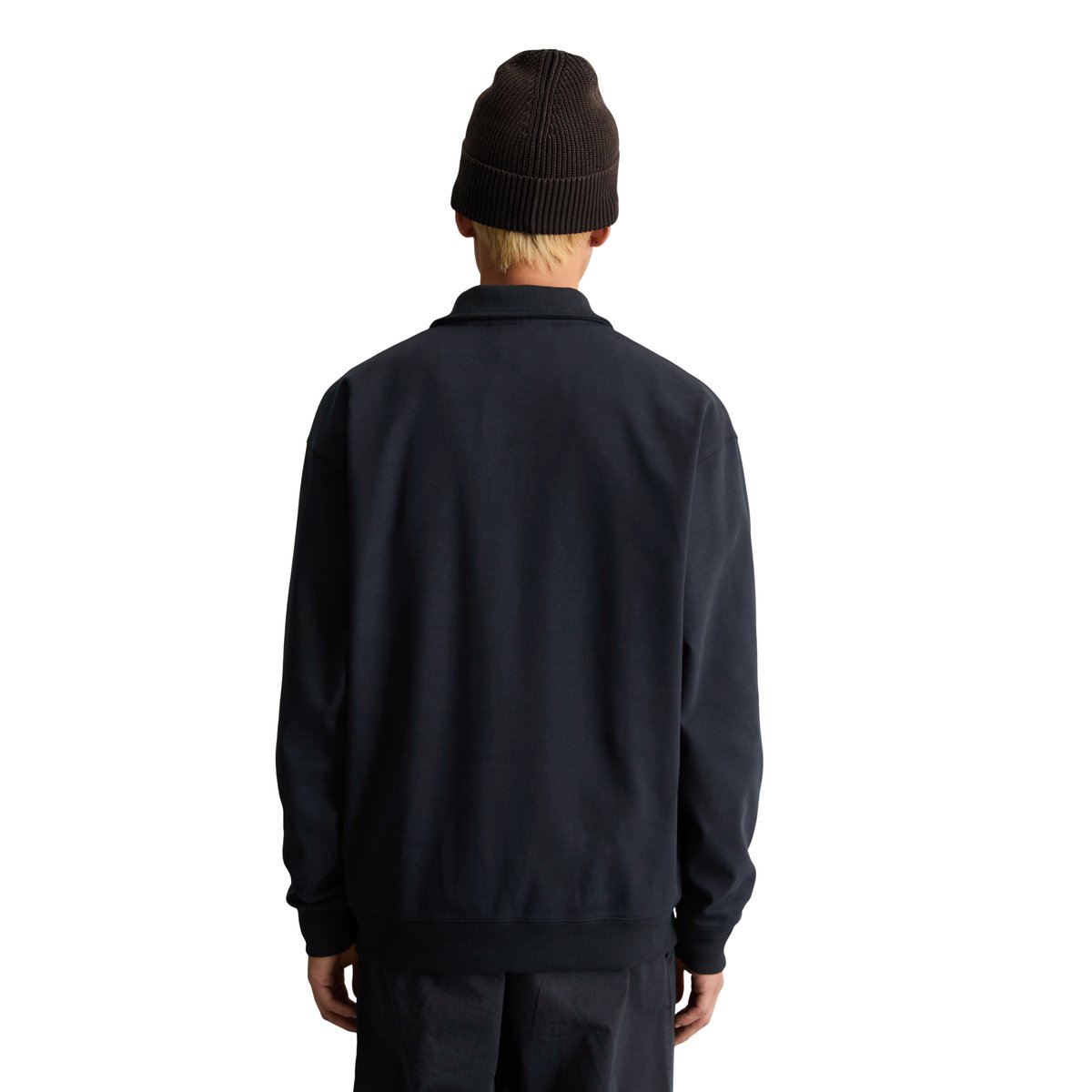 Sweat-shirt polo coupe classique en jersey interlock épais bleu, MARC O’POLO DENIM