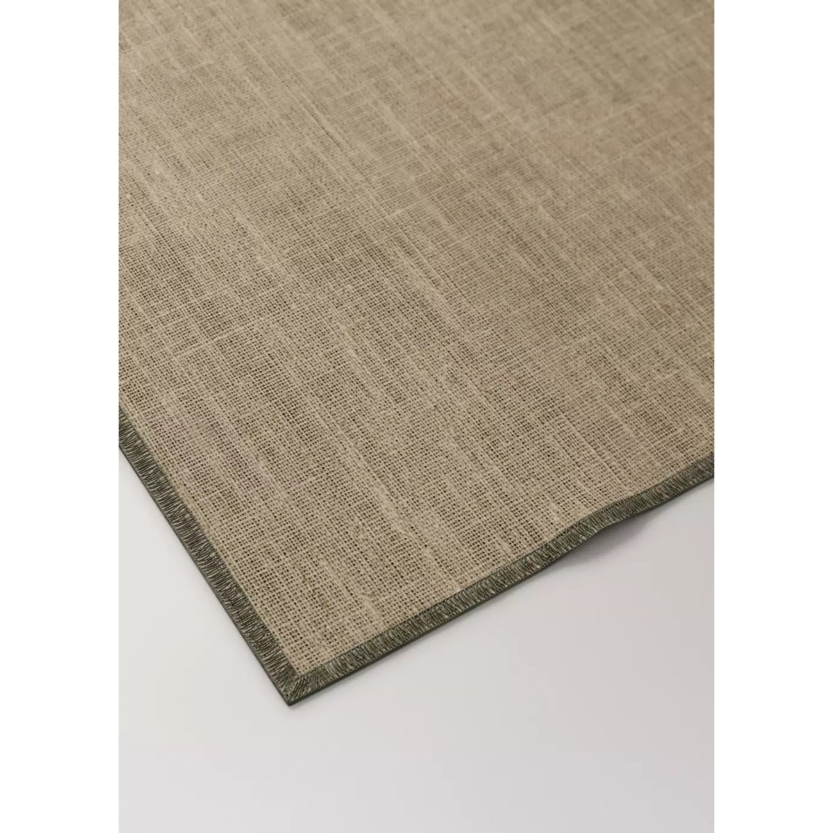 Set de table en lin enduit overlock contrasté marron clair/pastel, MANGO HOME
