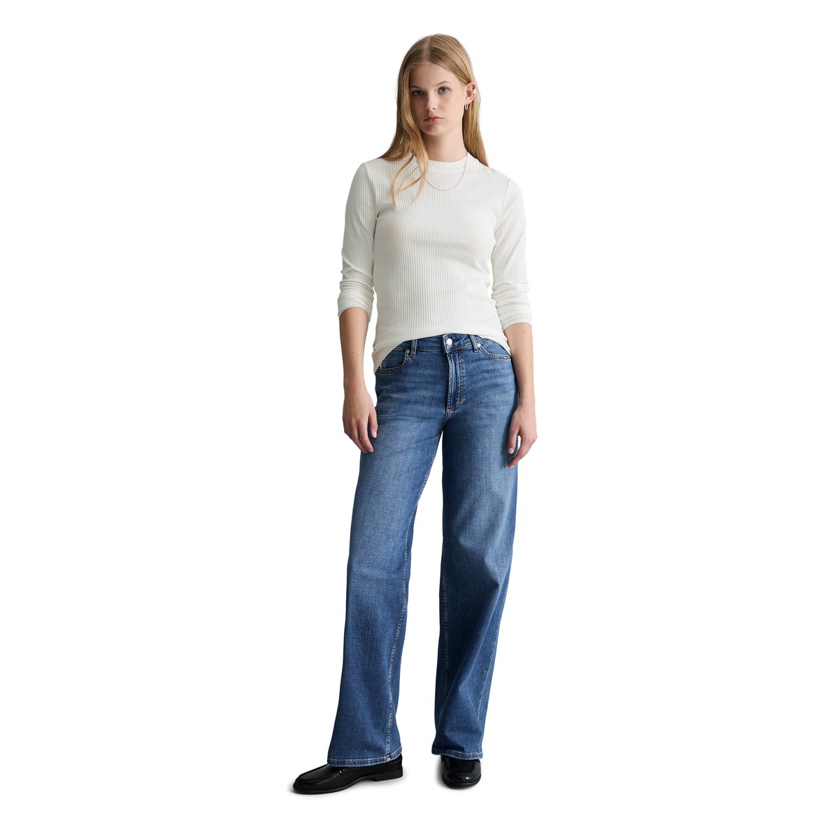 Jeans modèle Tomke large en coton organique stretch doux bleu moyen, MARC O’POLO DENIM