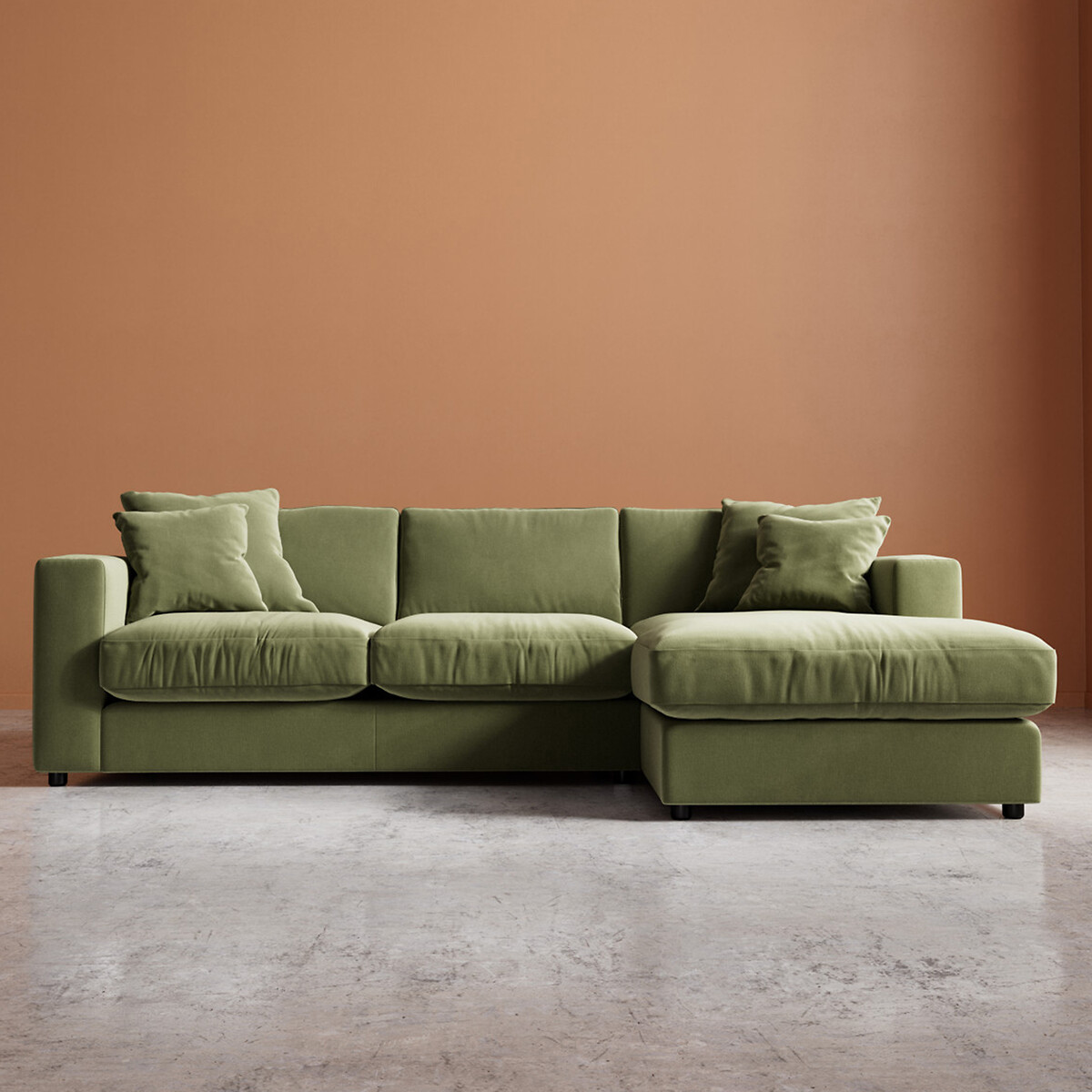 Althaea Crushed Velvet Corner Chaise Sofa moss , SWOON