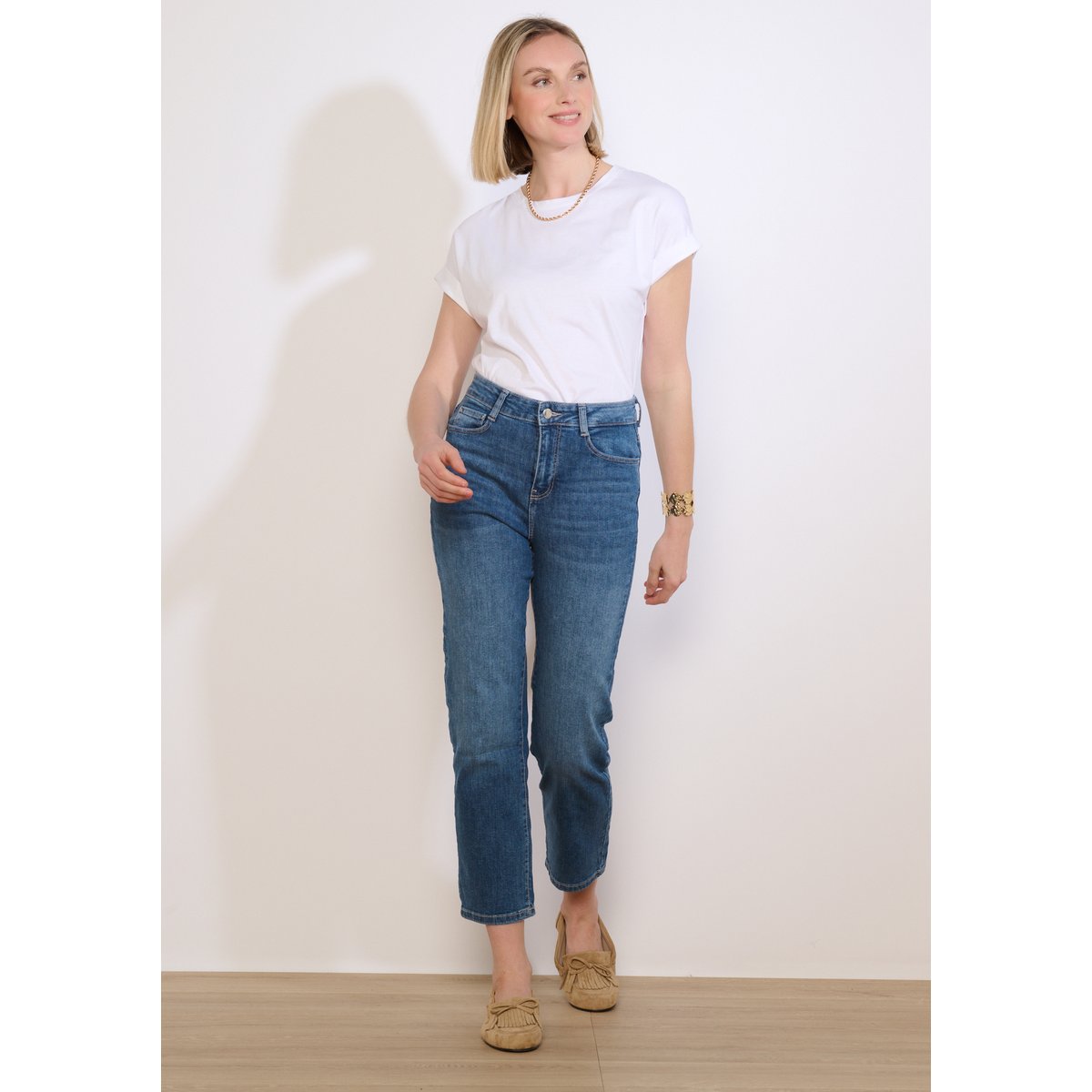 Jean droit 7/8 medium blue, LOLALIZA