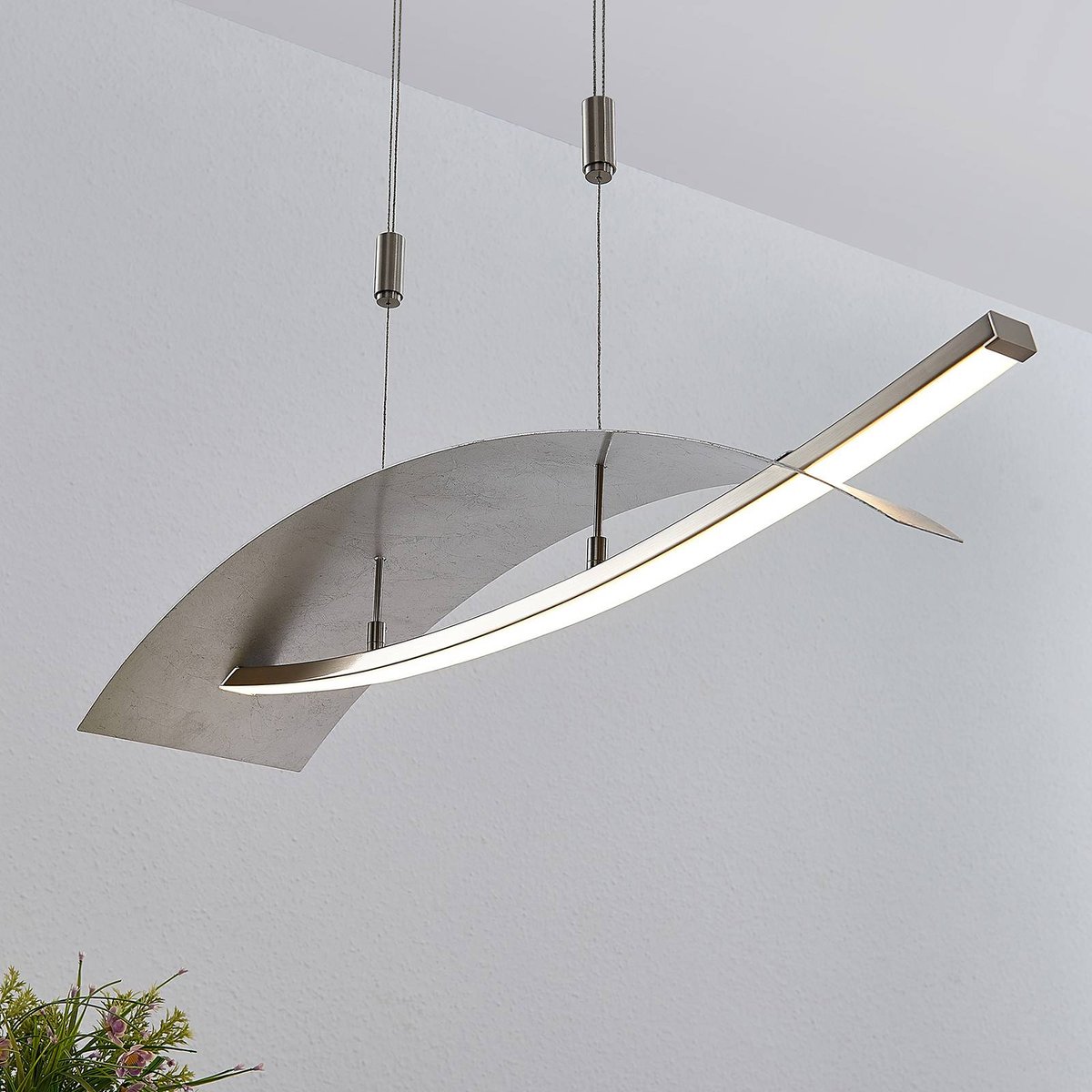 Suspension en métal moderneLED, Marija argent, LUCANDE