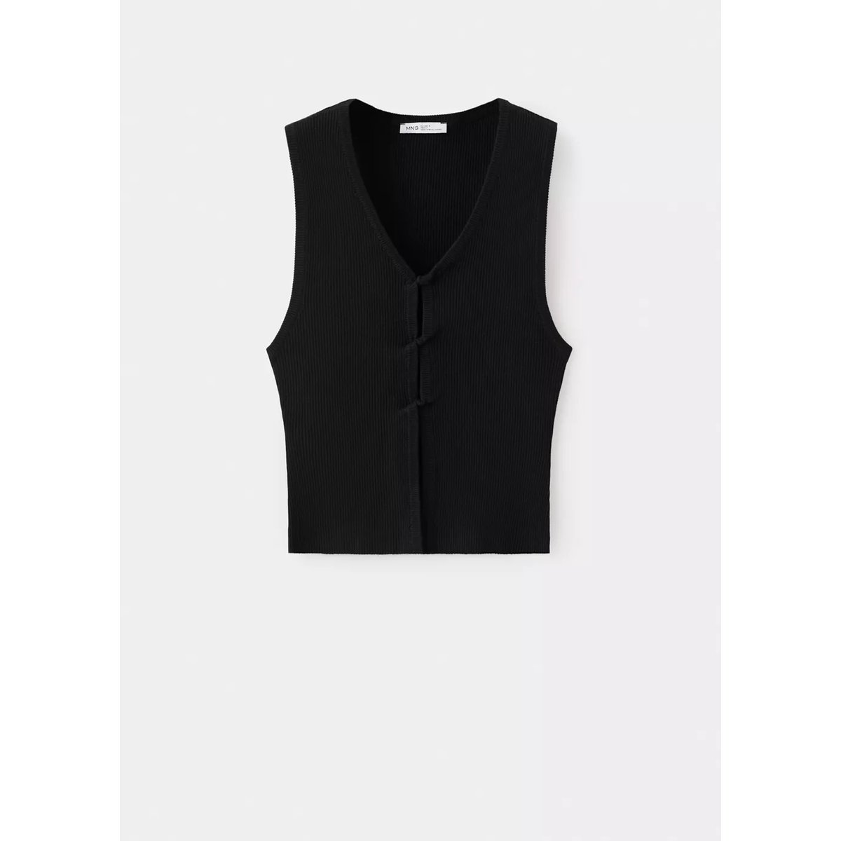 Débardeur en maille côtelée noir, MANGO TEEN
