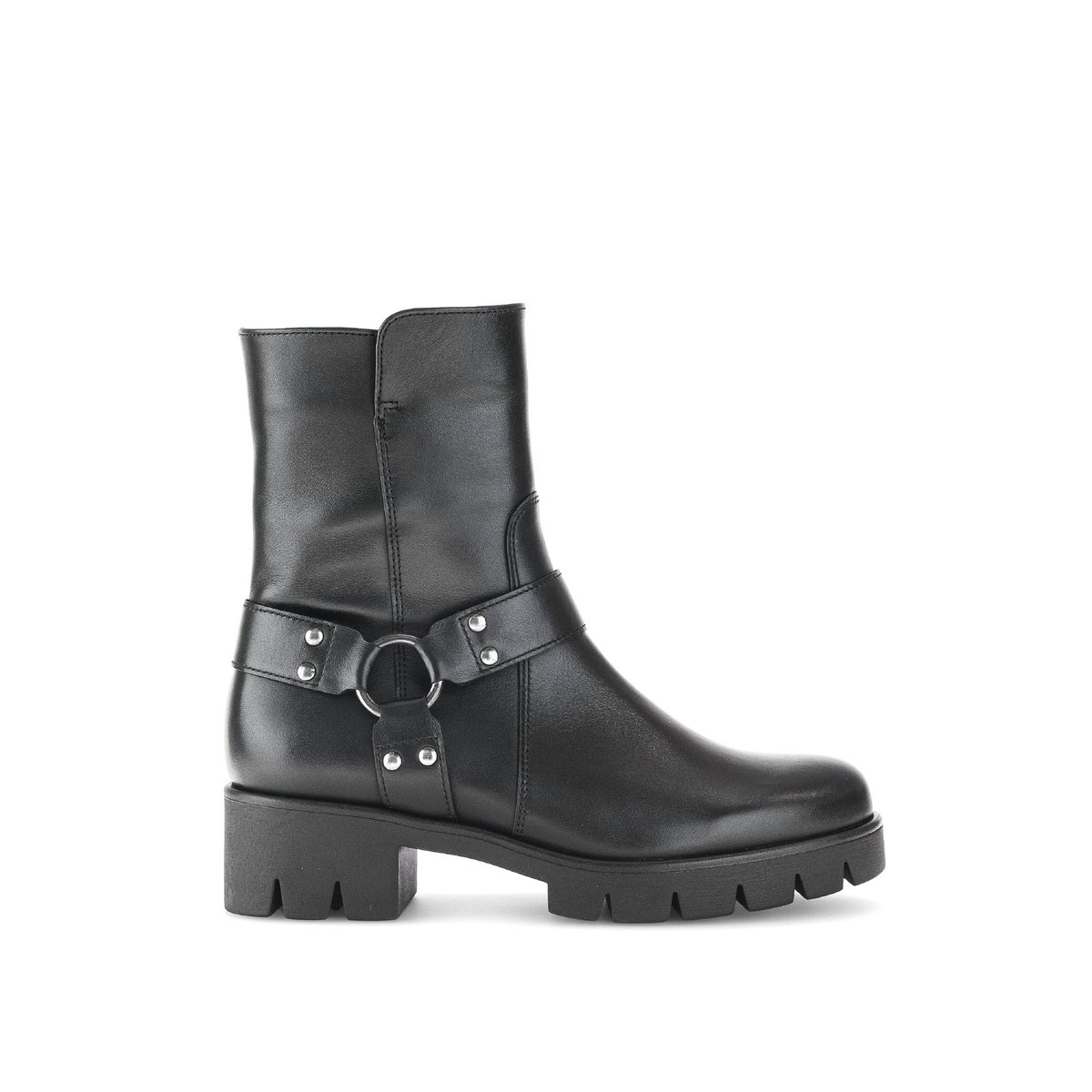 Bottes de motard en cuir à talon décroché noir, GABOR