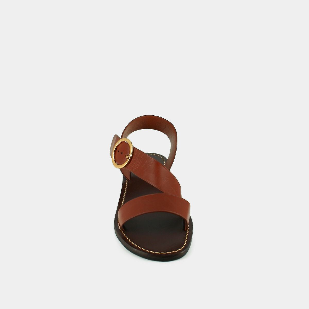 Welbi Leather Flat Sandals brown, JONAK